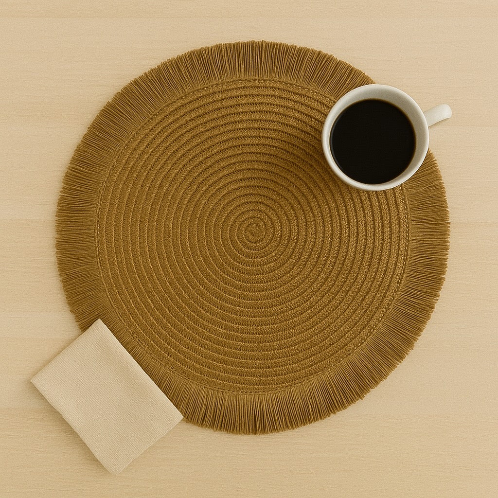 Individual Redondo Tejido Café