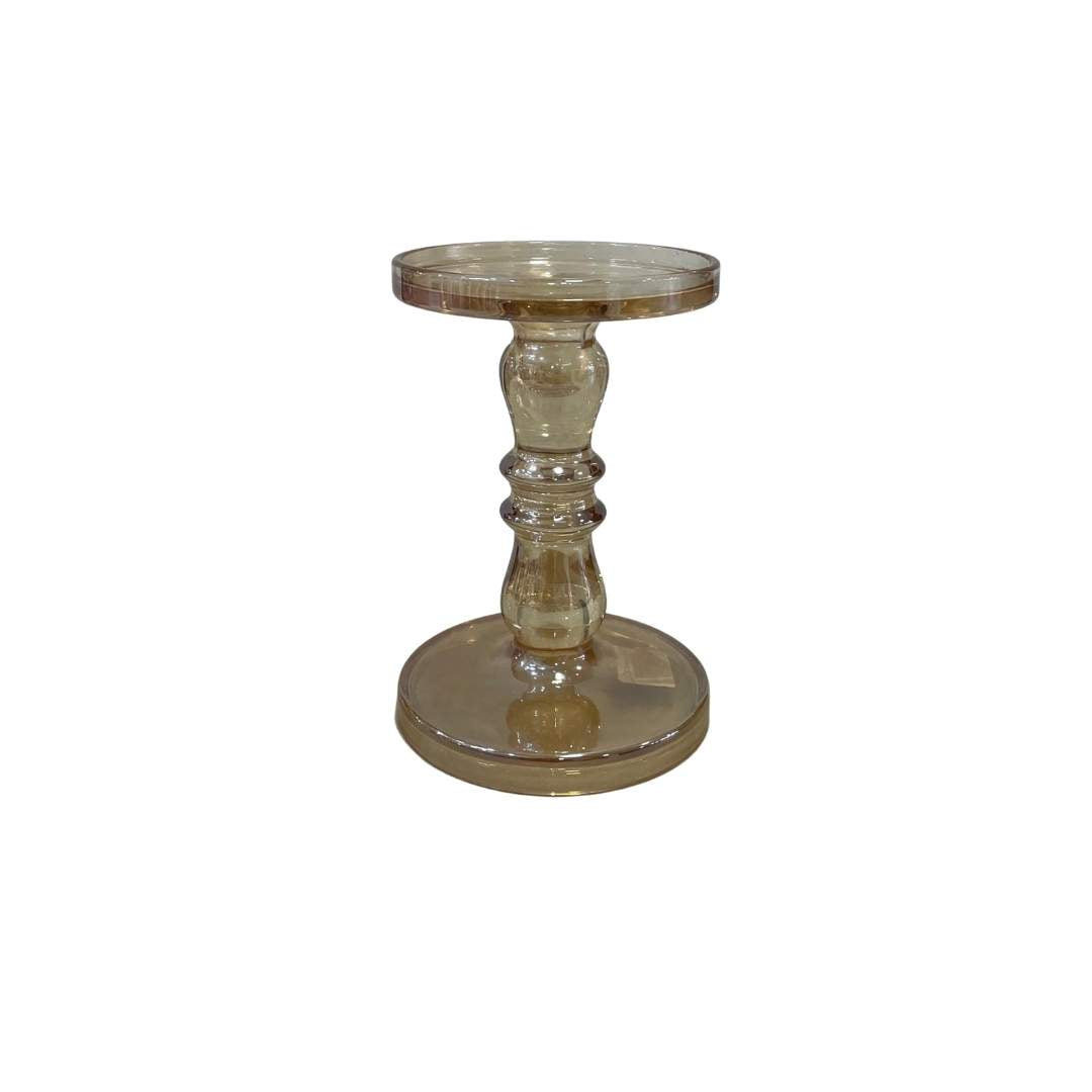 Candelabro Liso Vidrio Ambar