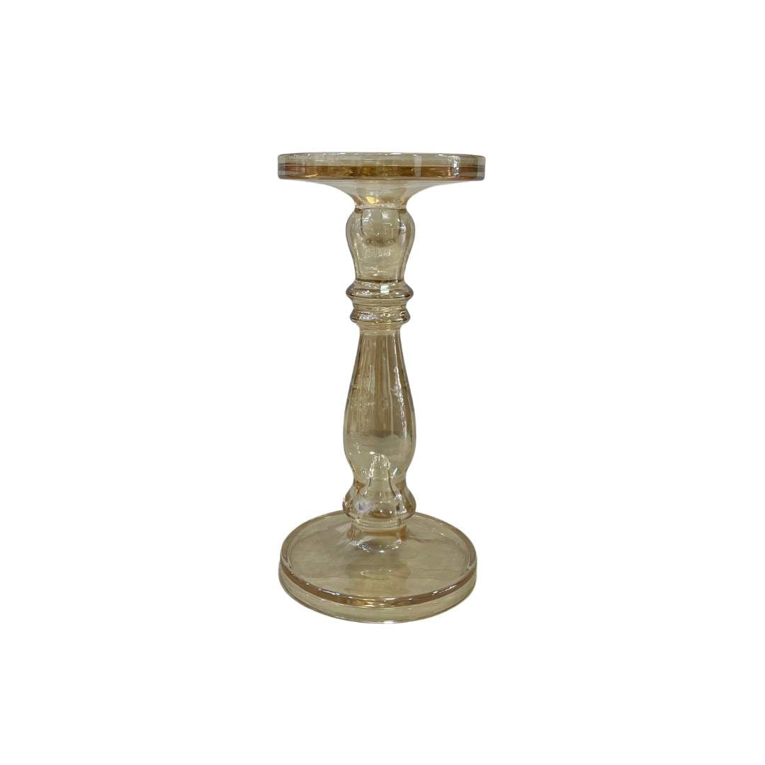 Candelabro Liso Vidrio Ambar